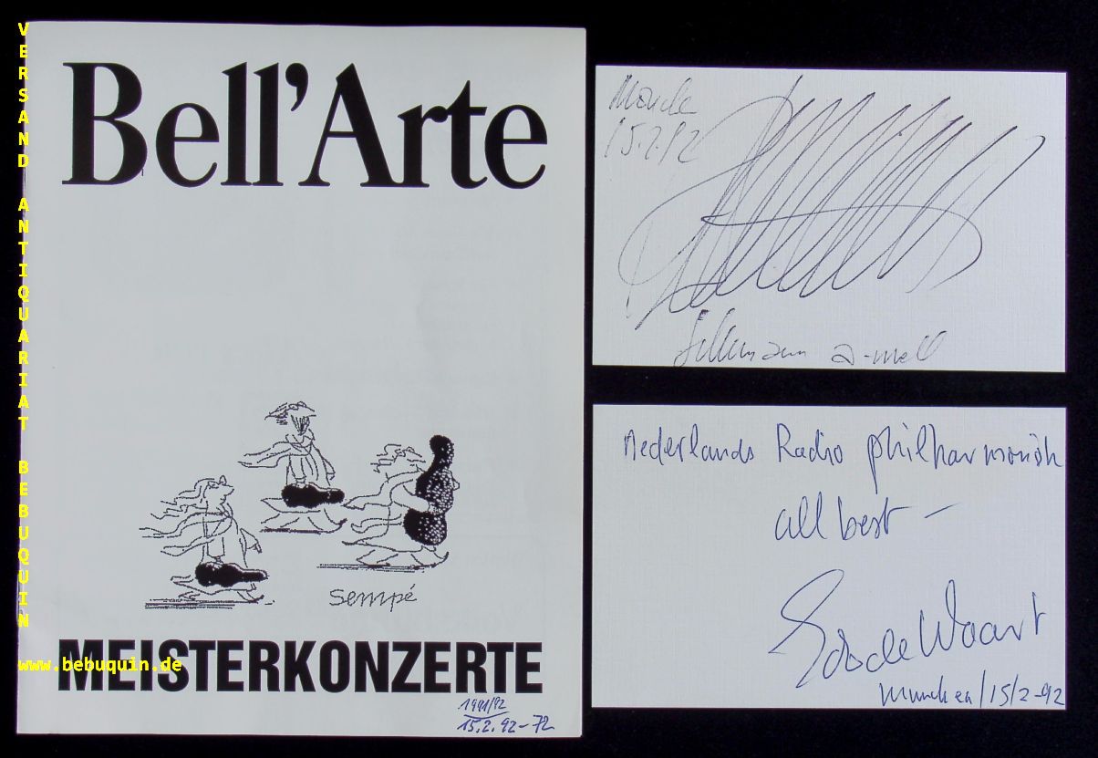 BUCHBINDER, Rudolf (Pianist) + WAART, Edo de (Dirigent): - 2 eigenhndig  signierte und datierte Autogrammkarten. Mit Nederlands Radio-Philharmonisch Orkest.