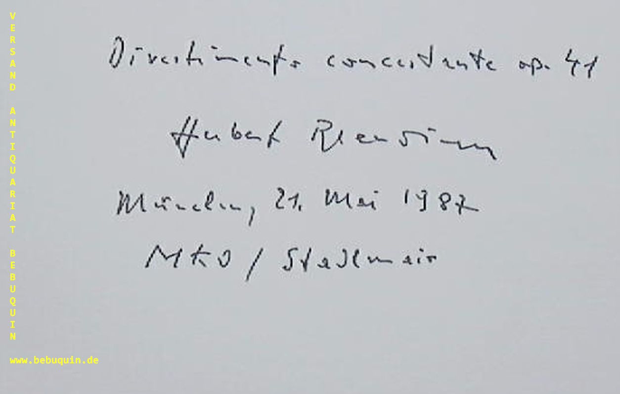 BLENDINGER, Herbert (Komponist): - eigenhndig signierte Autogrammkarte. Divertimente concertante op. 41.