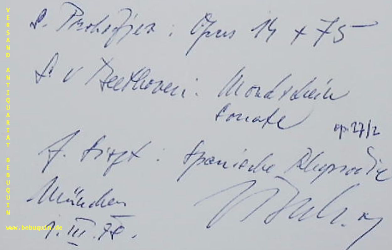 BULVA, Josef (Pianist): - eigenhndig  signierte und datierte Autogrammkarte: Beethoven / Liszt.