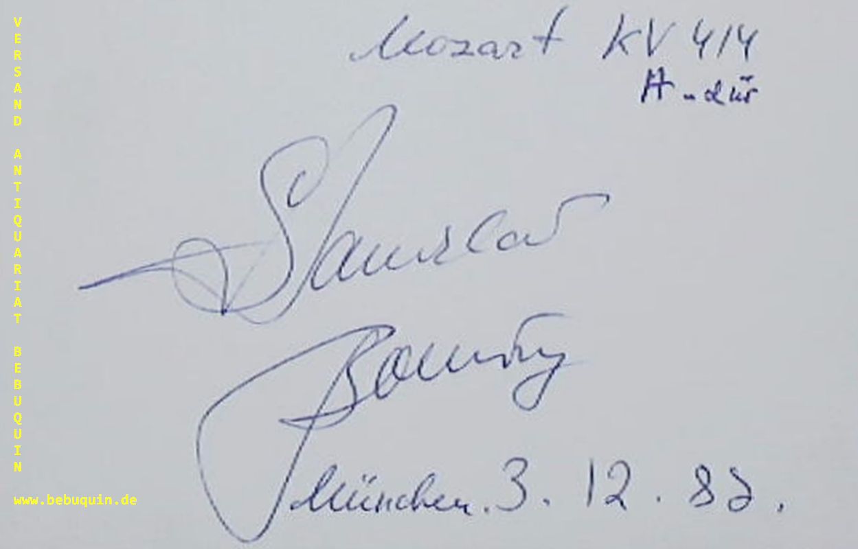 BUNIN, Stanislav (Pianist): - eigenhndig signierte und datierte Autogrammkarte:Mozart KV 414.
