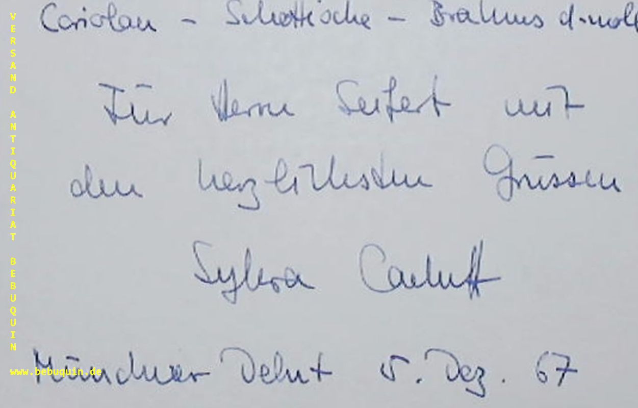 CADUFF, Sylvia (Dirigentin): - eigenhndig signierte und datierte Autogrammkarte. Fr Herrn Seifert mit den herzlichsten Gren.