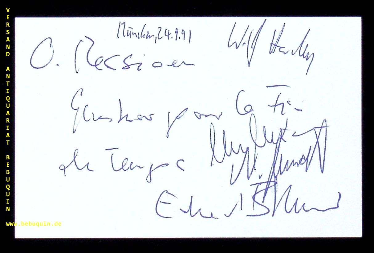 BRUNNER, Eduard (Klarinettist) u.v.a.: - eigenhndig signierte und datierte Autogrammkarte.