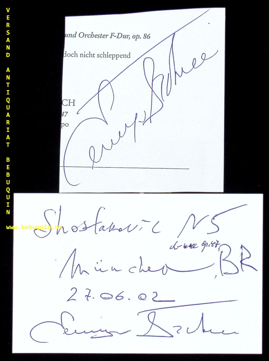 BYCHKOV, Semyon (Dirigent): - eigenhndig  signierte und datierte Autogrammkarte + eigenhdnig signierter Programmausschnitt.