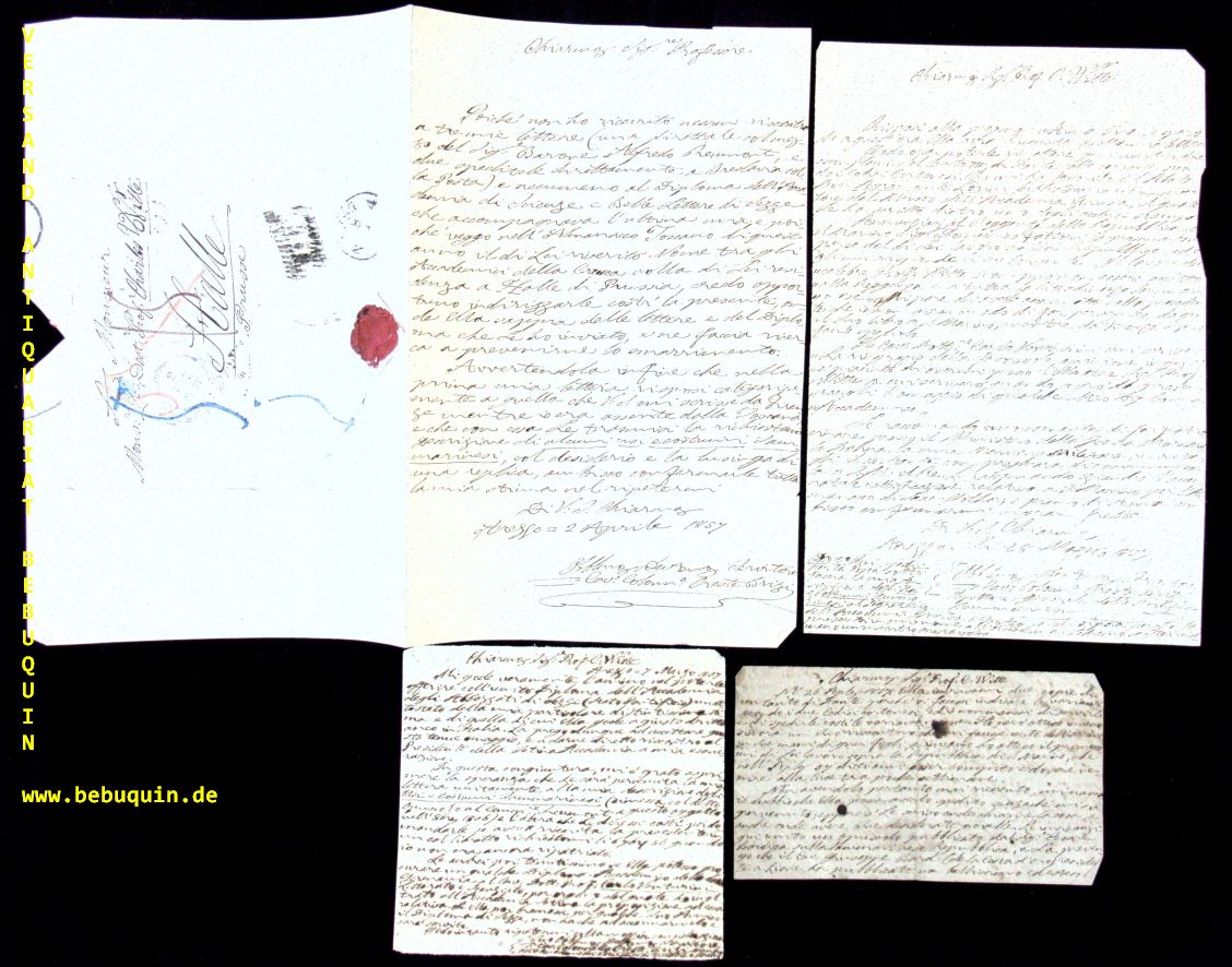 BRIZI, Oreste: - 3 eigenhndige, voll signierte und teils postalisch gelaufene Briefe an den Rechtsprofessor Karl Witte in Halle.
